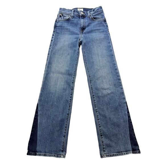 Denim - Hudson Rosalie High Rise Wide Leg Jeans Women 24 Two Tone Color Block Denim Boho